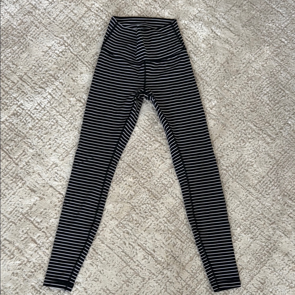 lululemon athletica Black and White Striped Leggings
